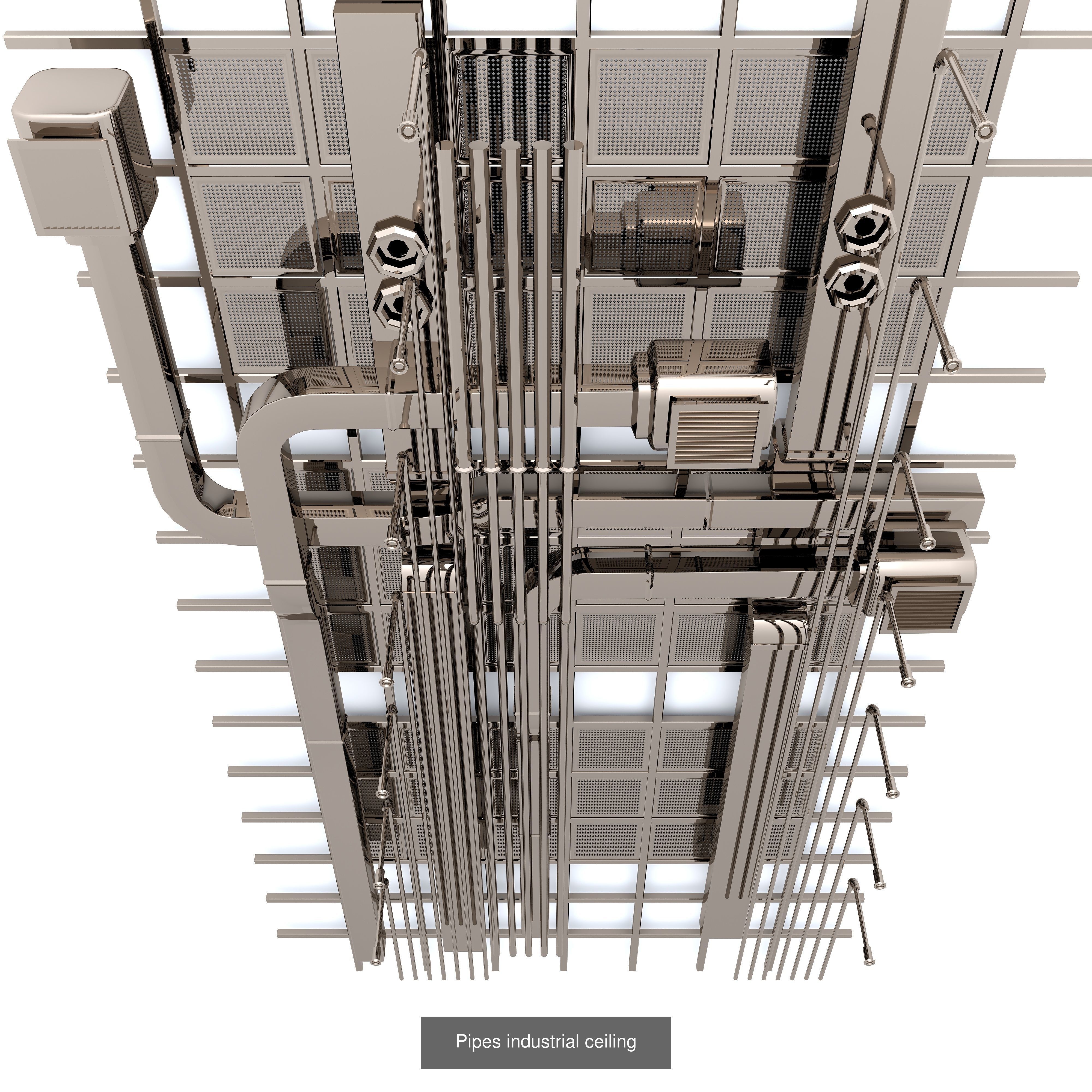 Industrial ceiling pipes 3D Model Collection_4
