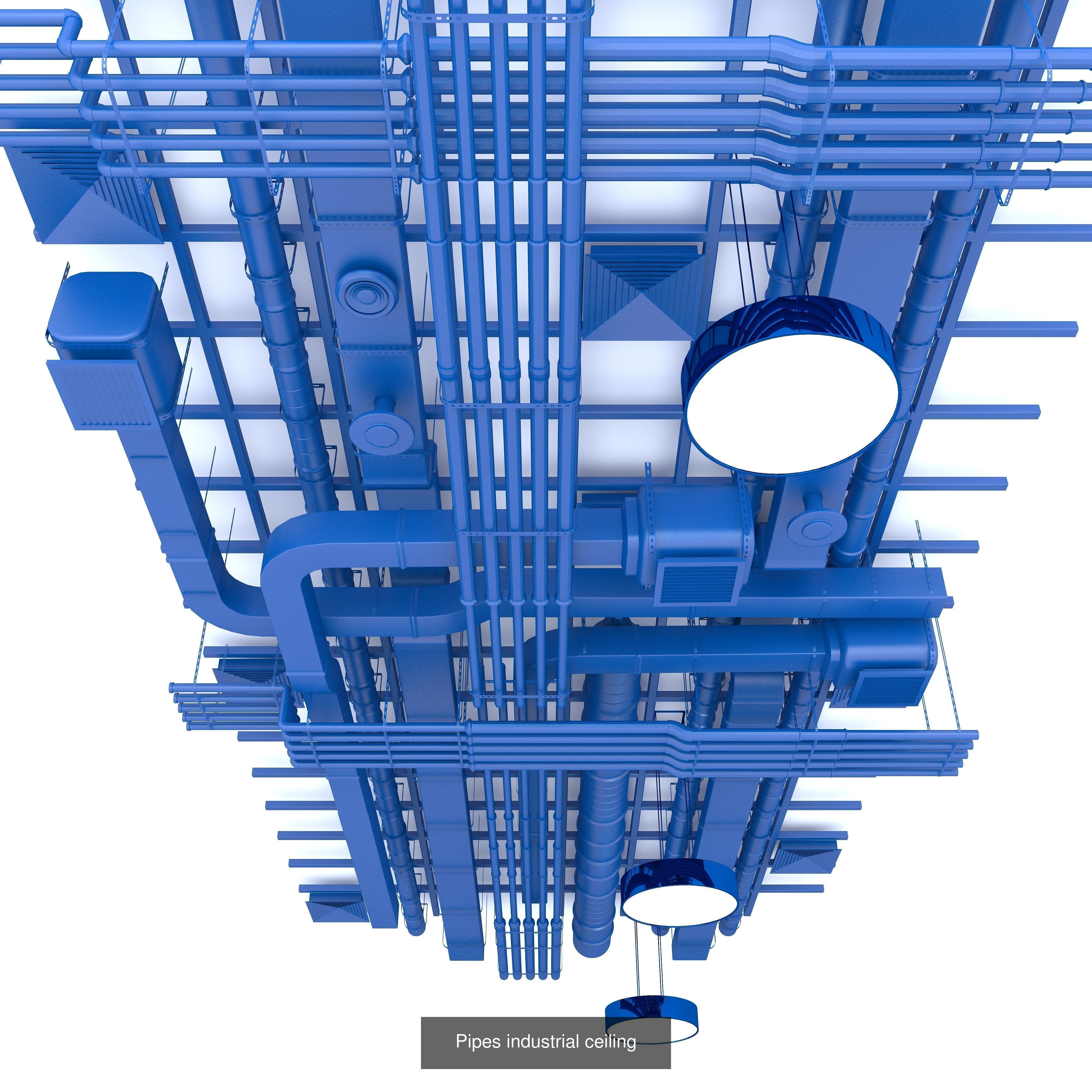 Industrial ceiling pipes 3D Model Collection_5