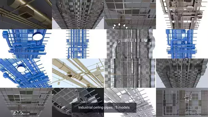Industrial ceiling pipes 3D Model Collection