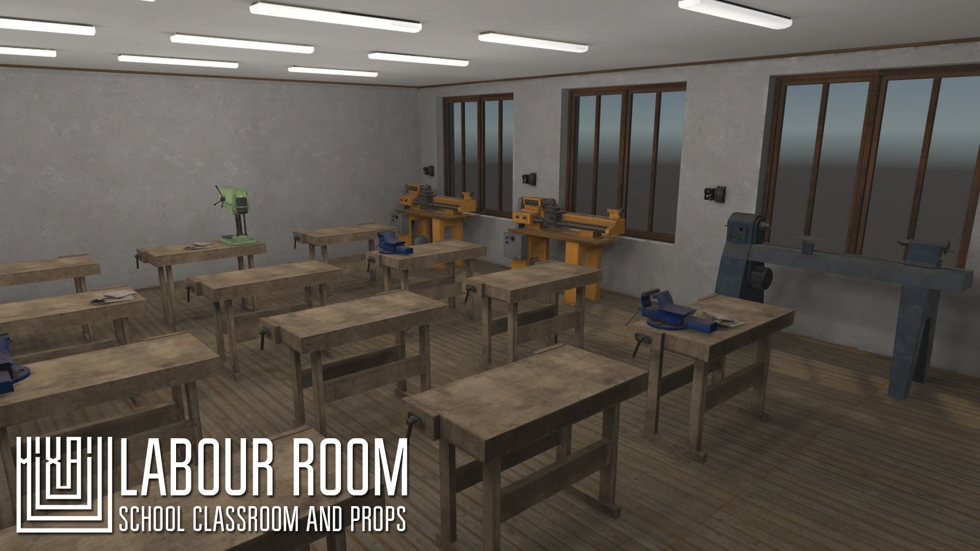 labour room - school classroom and props Low-poly 3D model_19