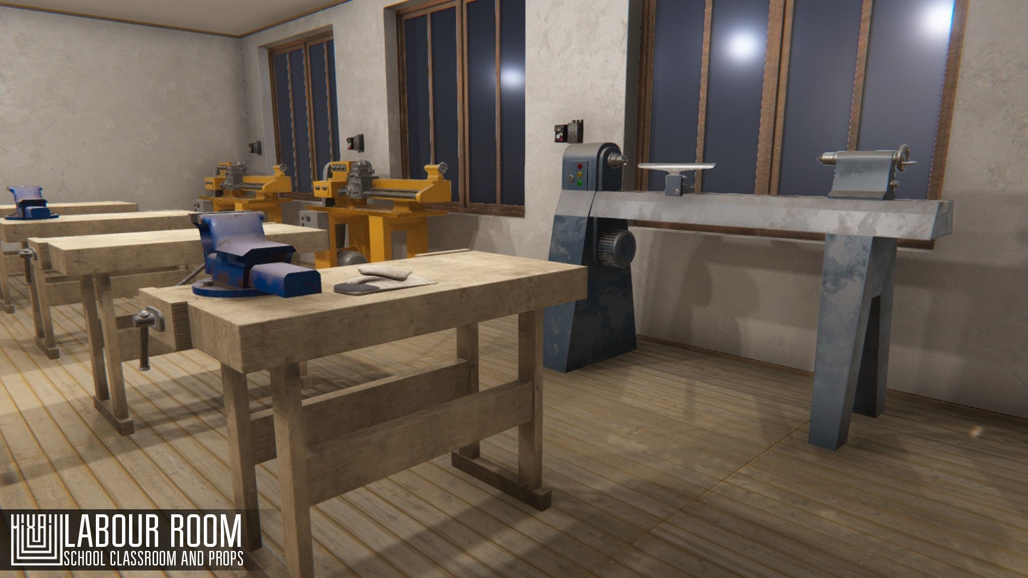 labour room - school classroom and props Low-poly 3D model_5