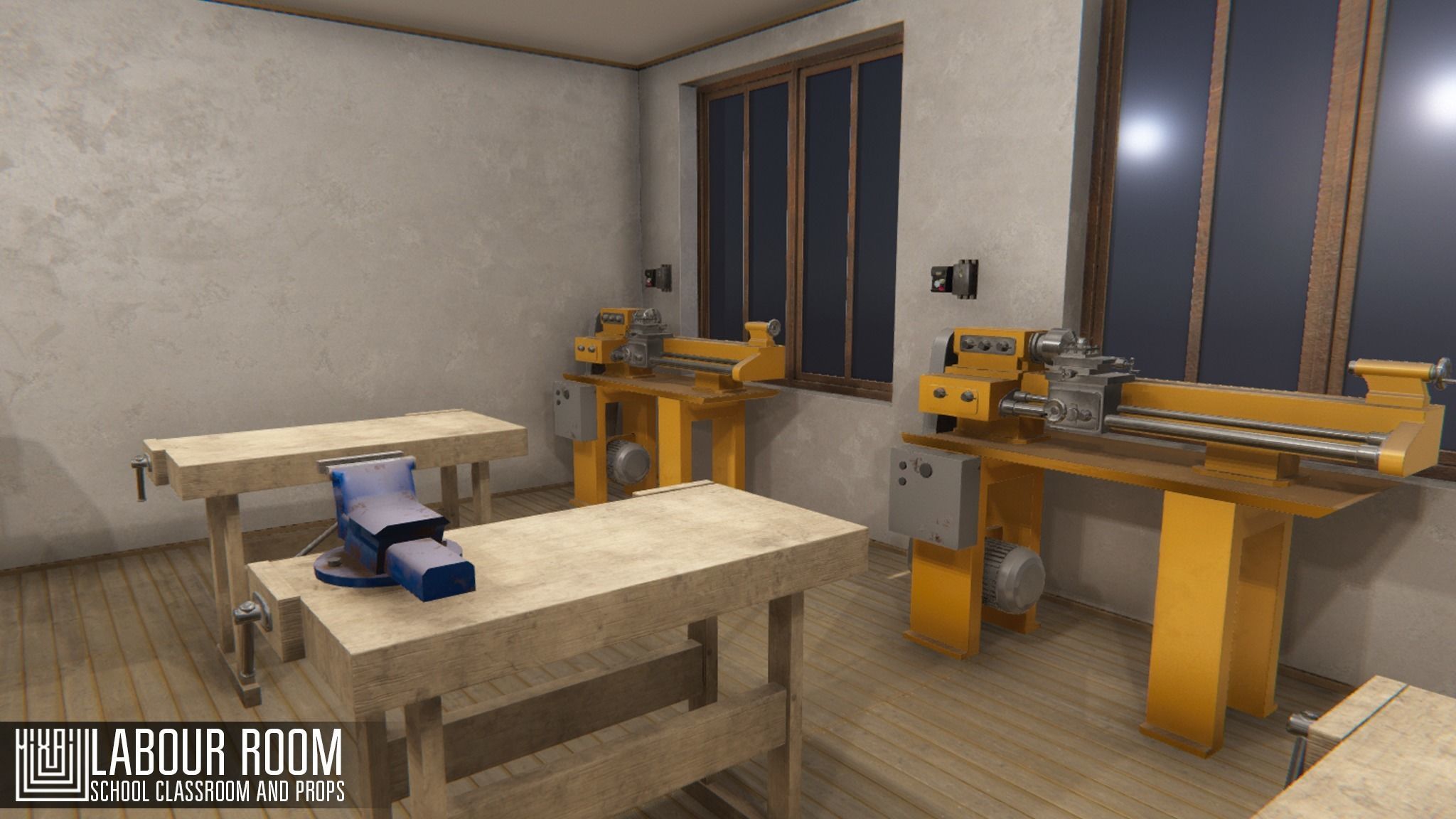 labour room - school classroom and props Low-poly 3D model_8