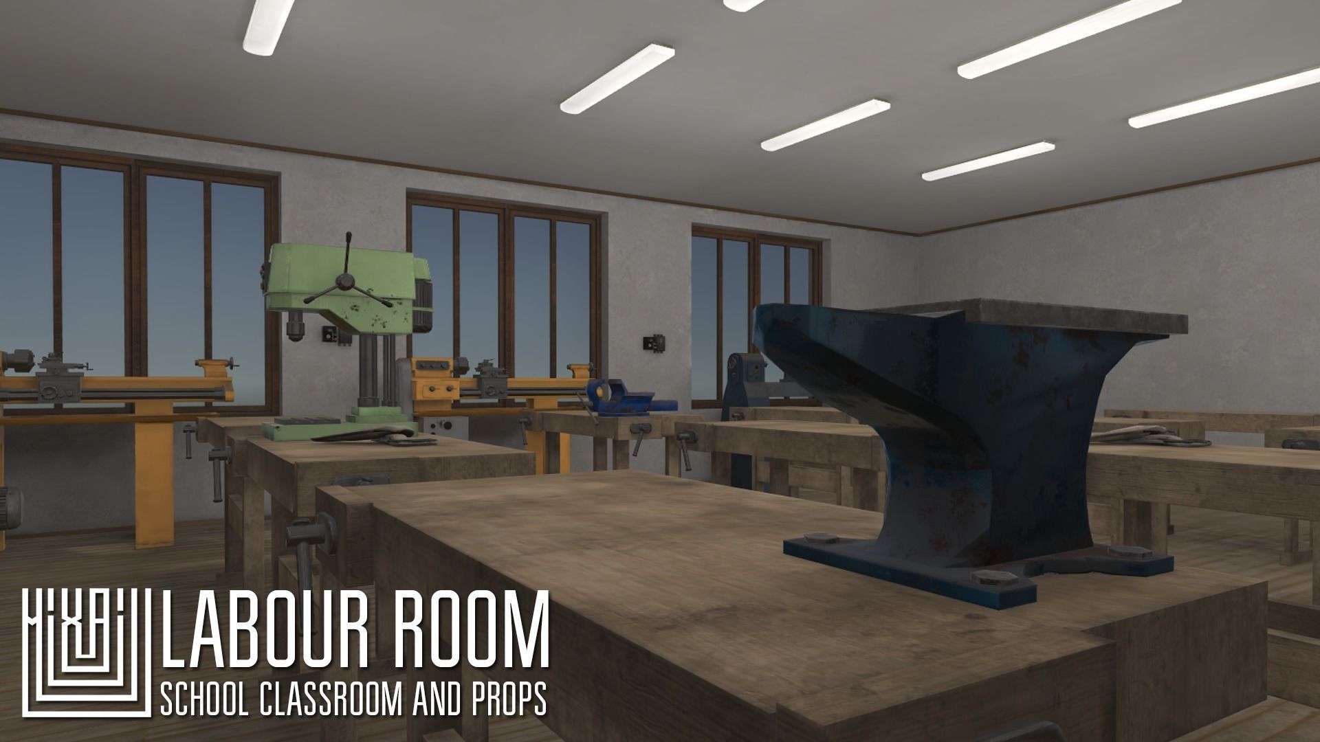 labour room - school classroom and props Low-poly 3D model_15