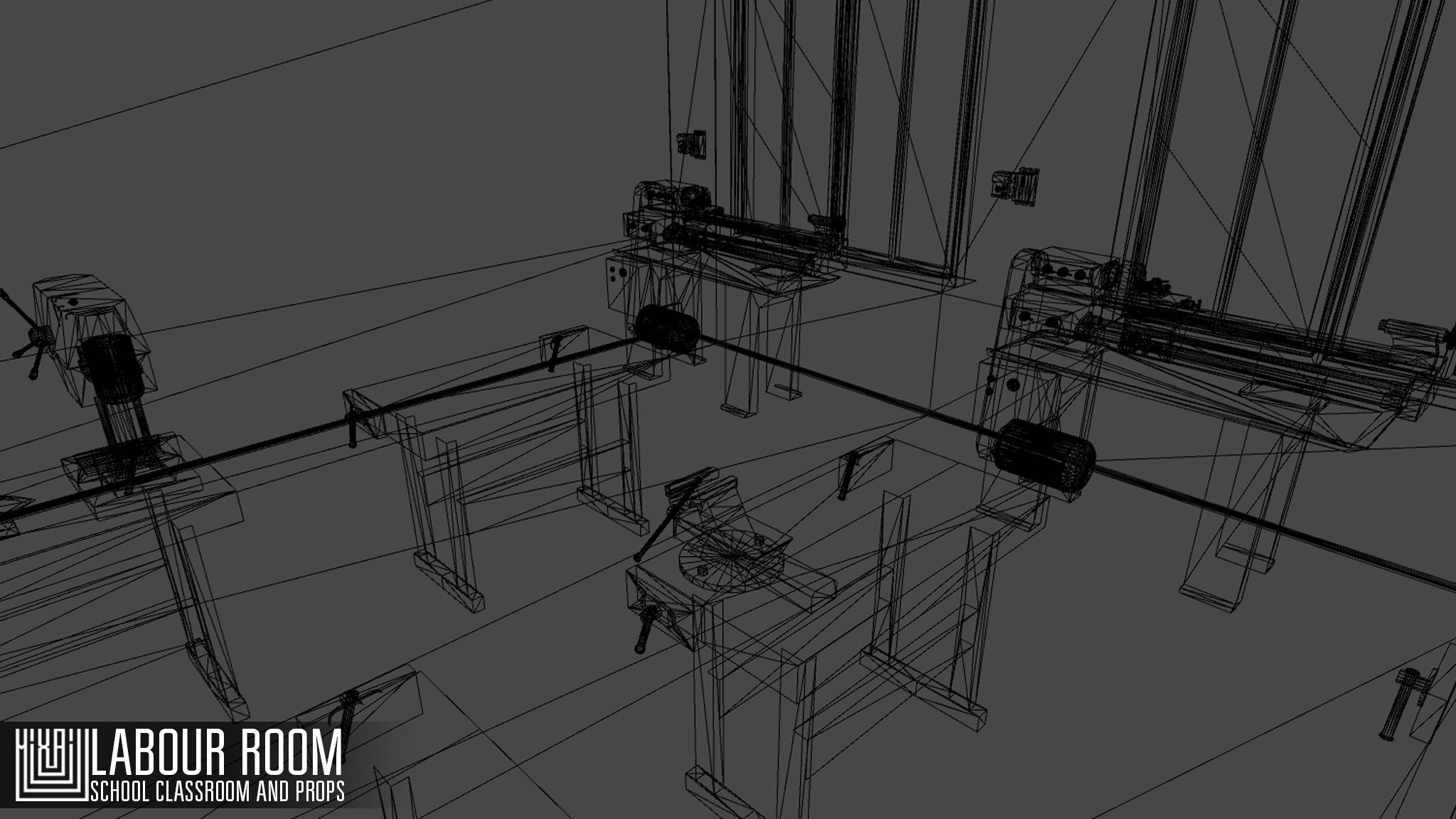 labour room - school classroom and props Low-poly 3D model_12