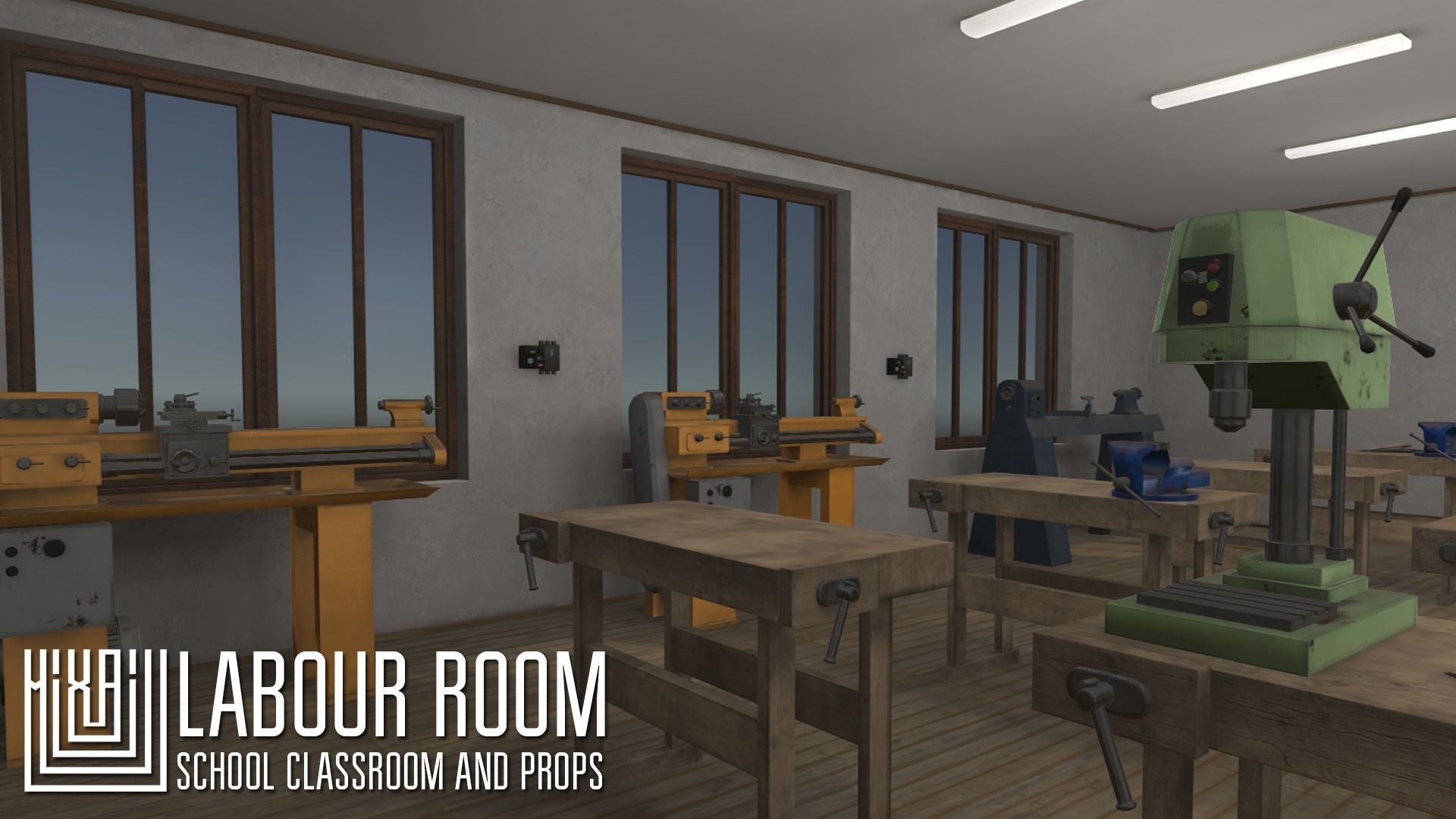 labour room - school classroom and props Low-poly 3D model_10
