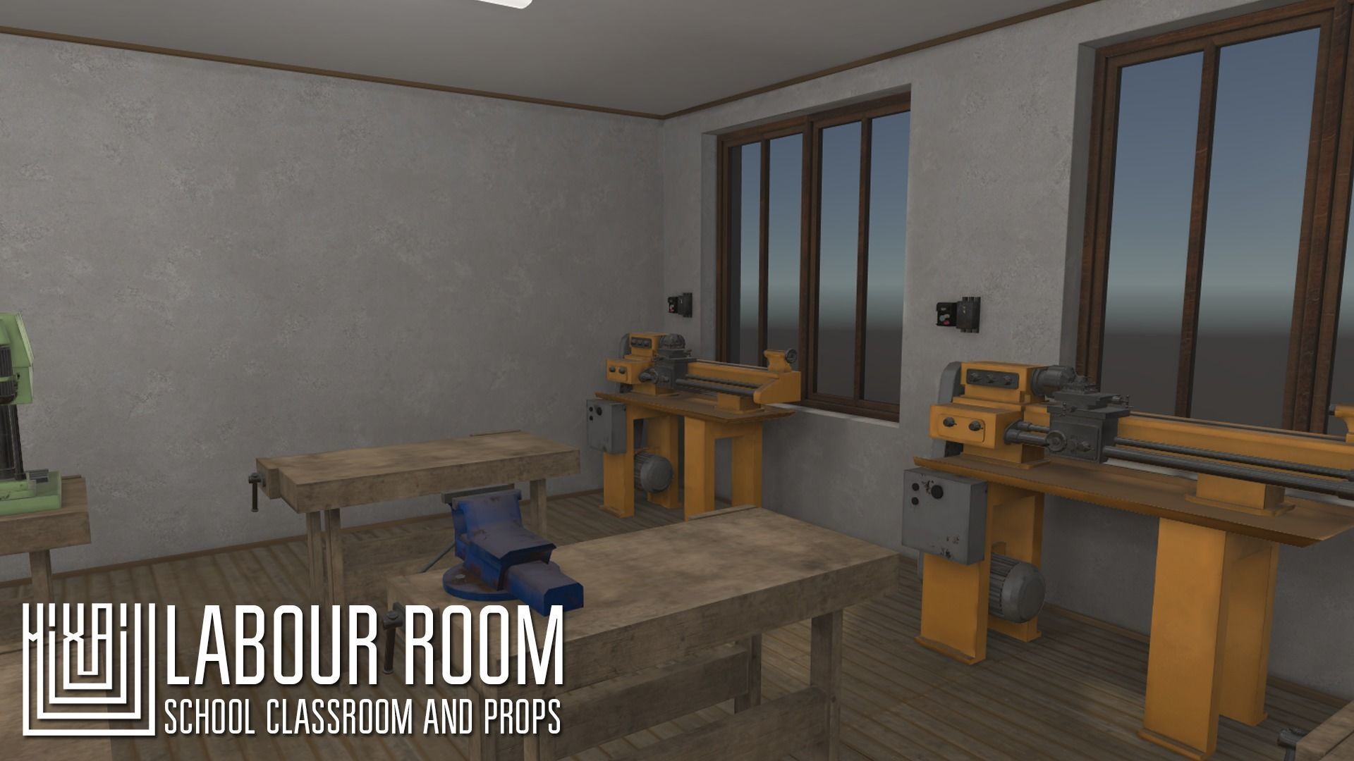 labour room - school classroom and props Low-poly 3D model_11