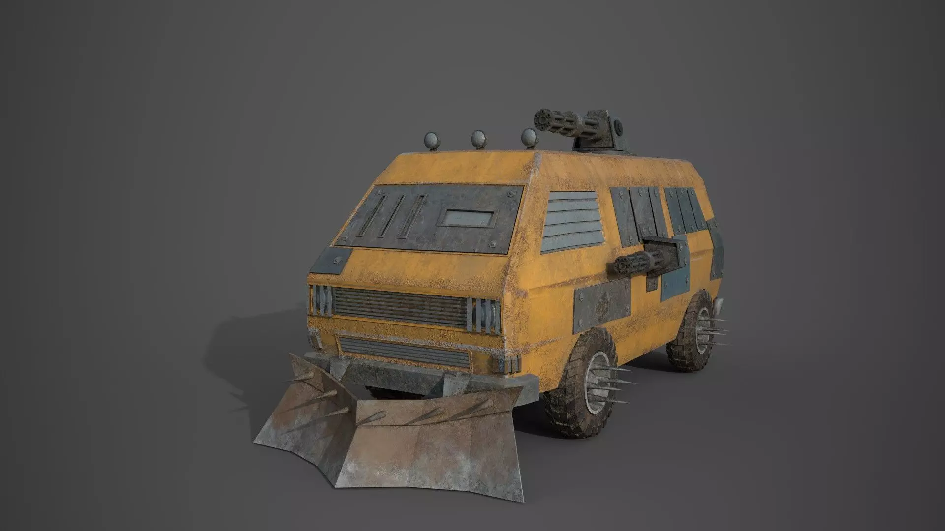 Post Apocalyptic Monster VW Bus  Low-poly 3D model_0