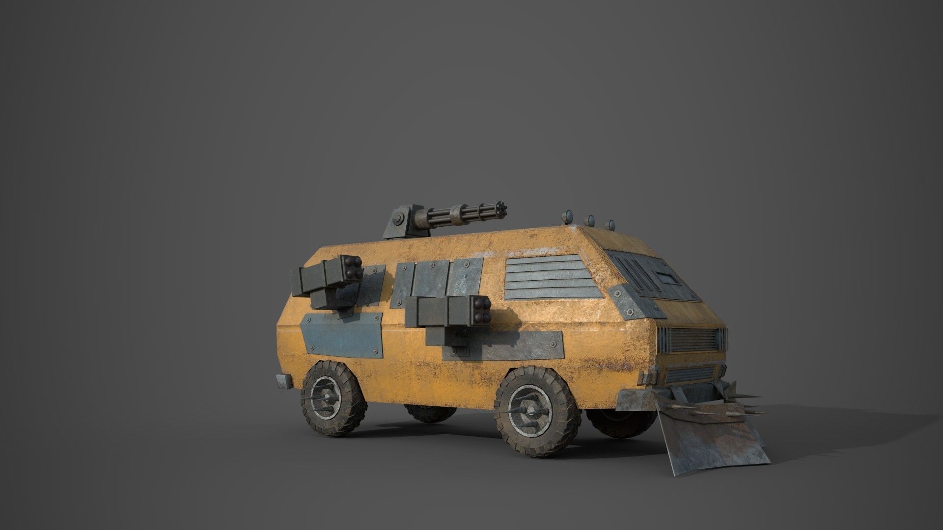 Post Apocalyptic Monster VW Bus  Low-poly 3D model_1