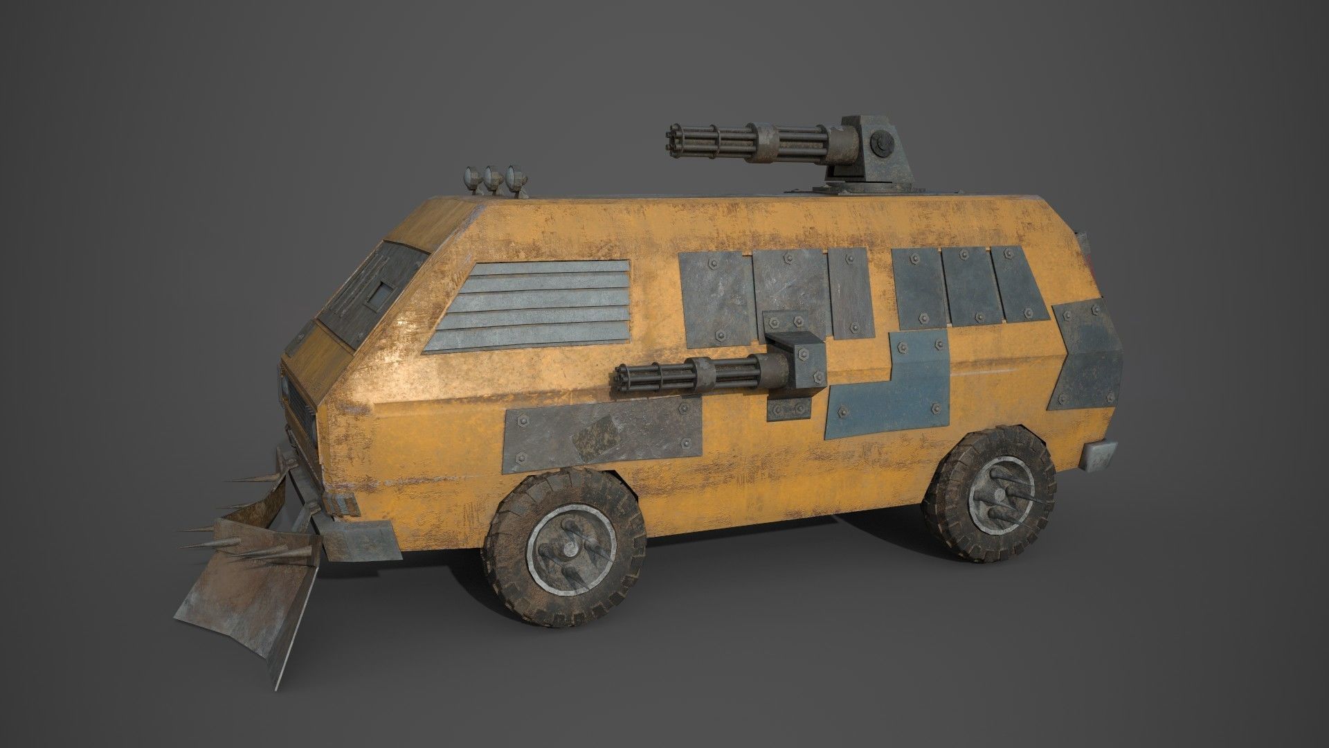 Post Apocalyptic Monster VW Bus  Low-poly 3D model_3