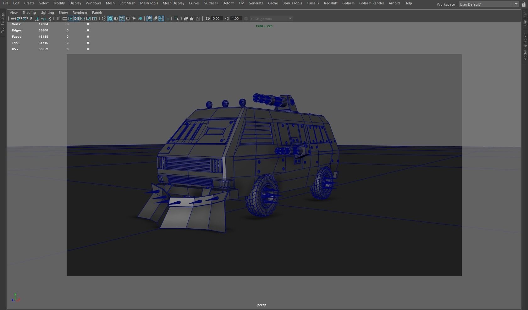 Post Apocalyptic Monster VW Bus  Low-poly 3D model_8