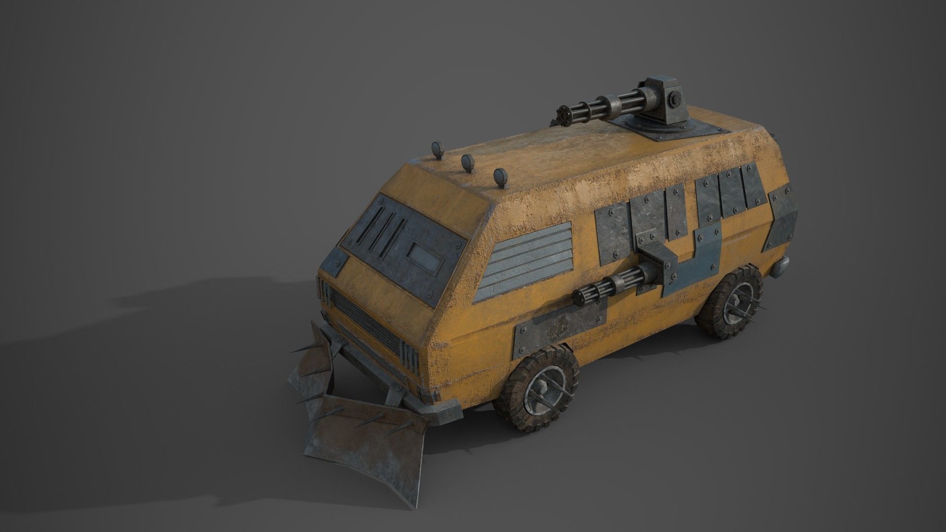 Post Apocalyptic Monster VW Bus  Low-poly 3D model_5