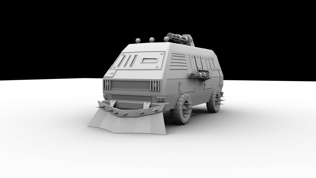 Post Apocalyptic Monster VW Bus  Low-poly 3D model_7