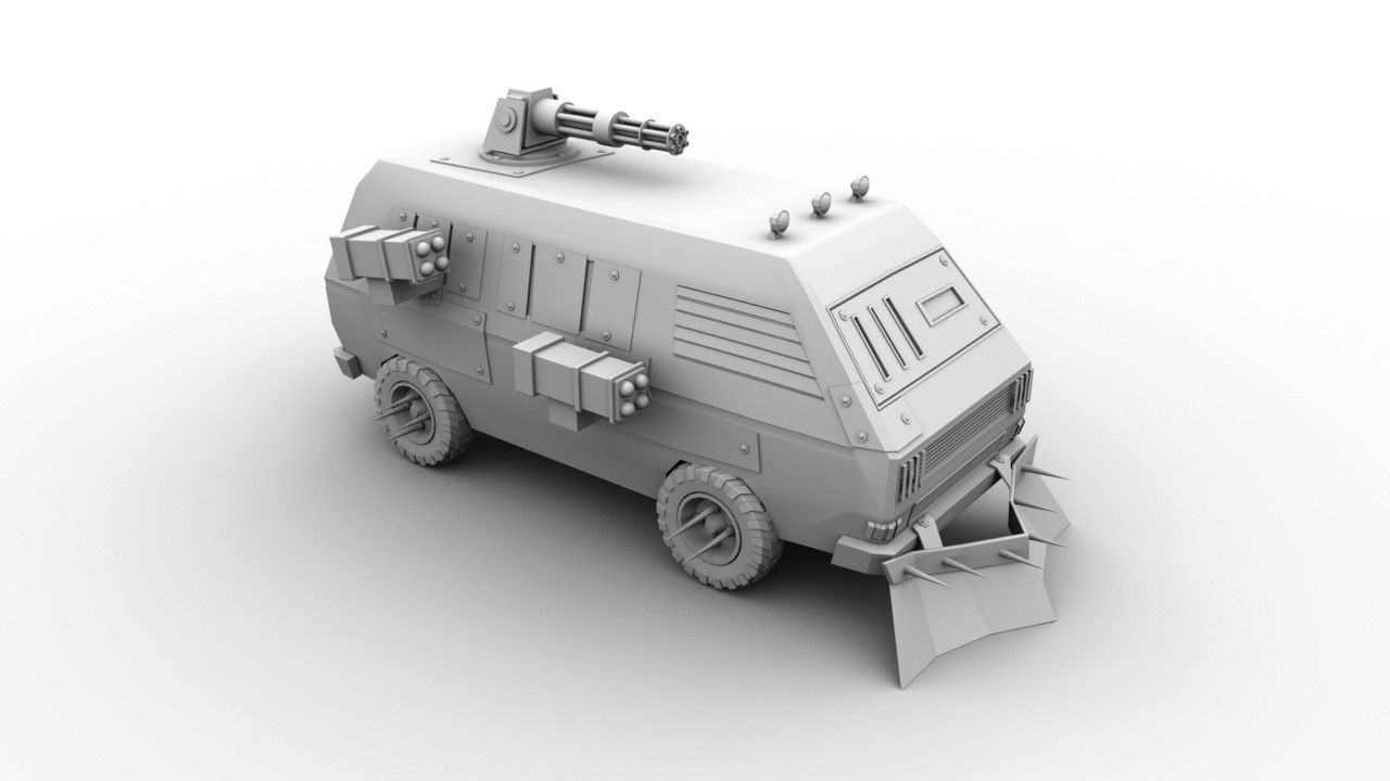 Post Apocalyptic Monster VW Bus  Low-poly 3D model_9