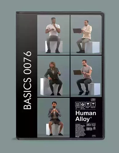 Set of 3D men sitting in various poses 3D model