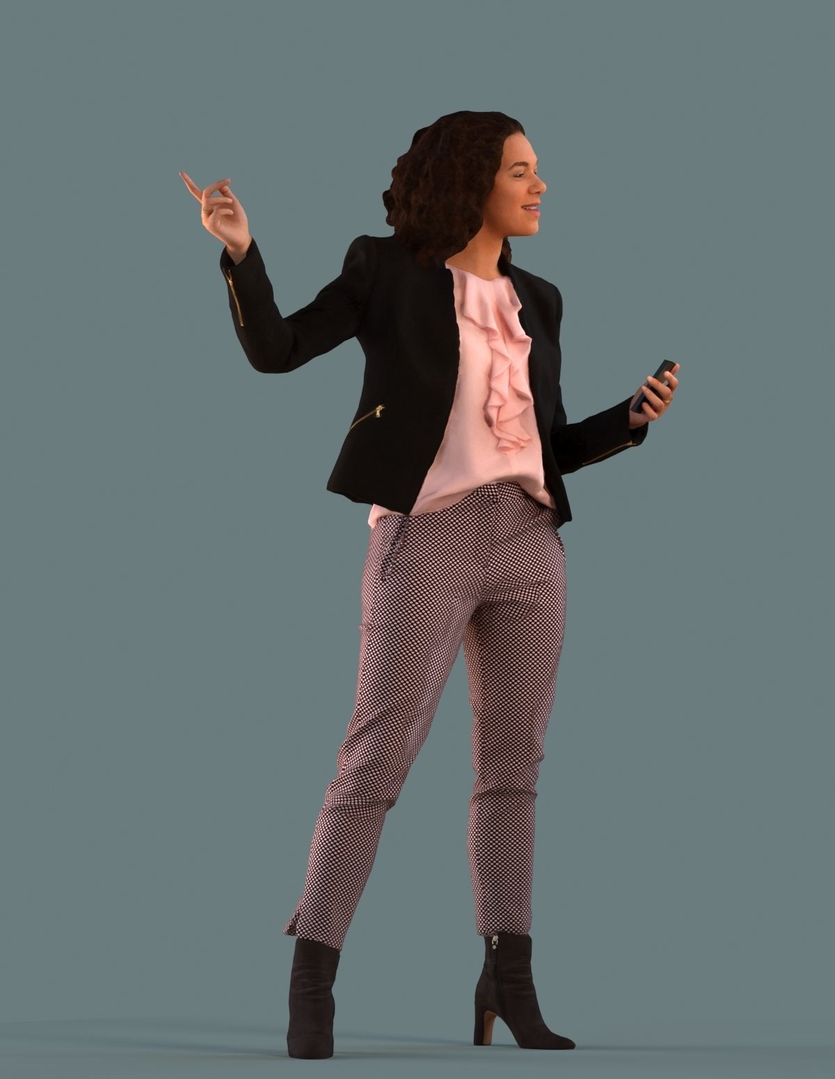 Set of 3D women presenting a project 3D model_6