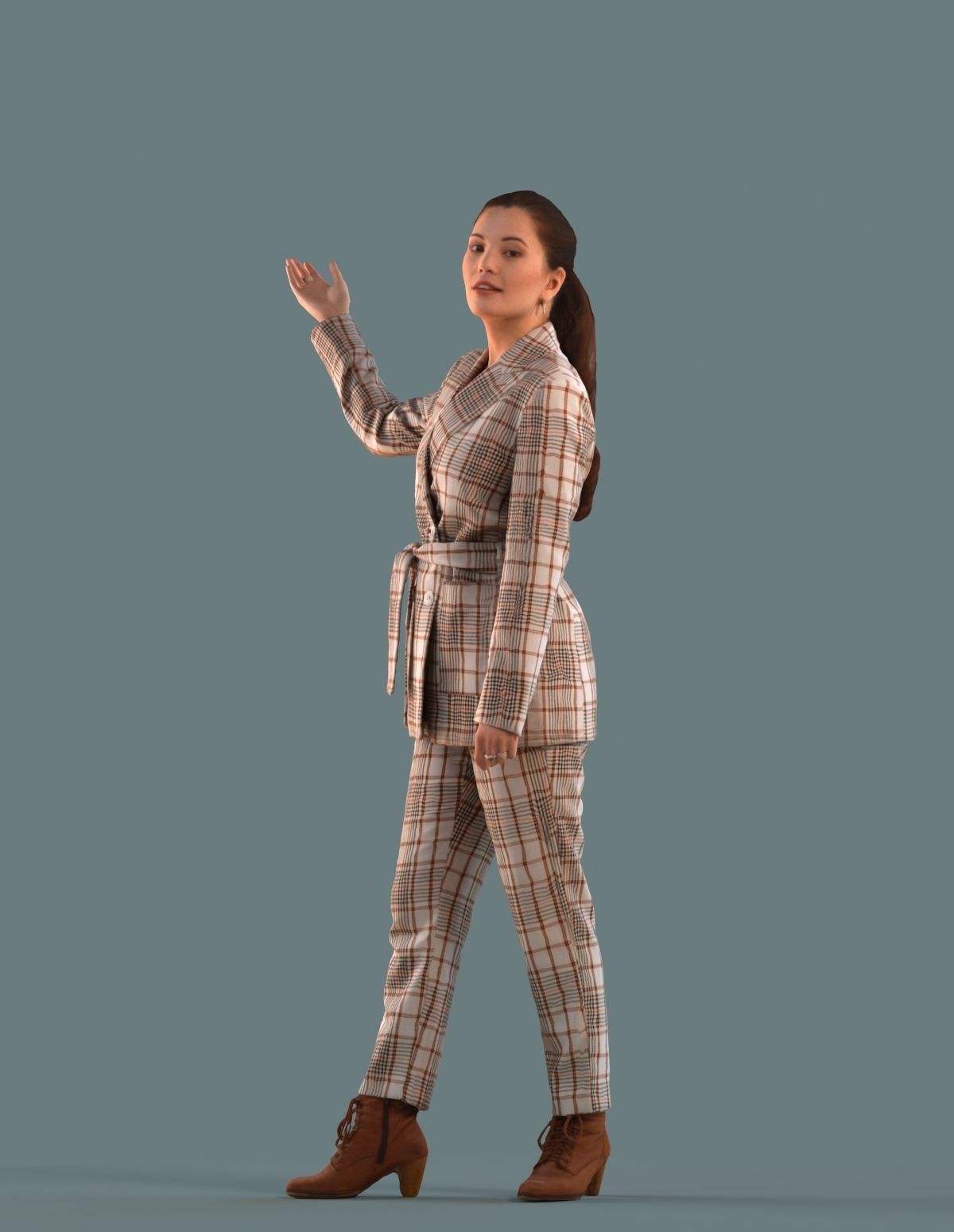 Set of 3D women presenting a project 3D model_5