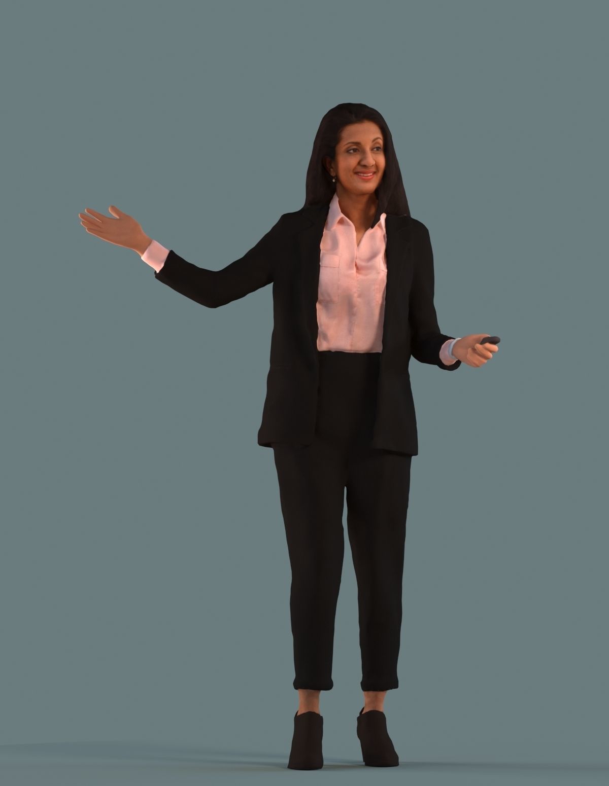 Set of 3D women presenting a project 3D model_2