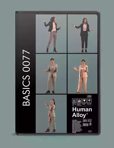 Set of 3D women presenting a project 3D model