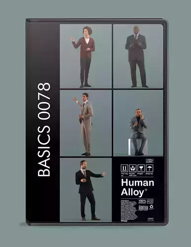 Set of 3D men presenting a project 3D model