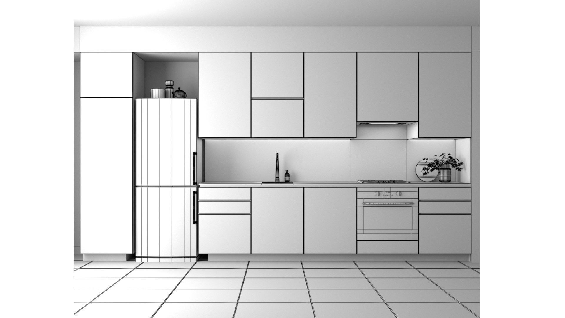 Kitchen A - Simple Apartment Low-poly 3D model_6