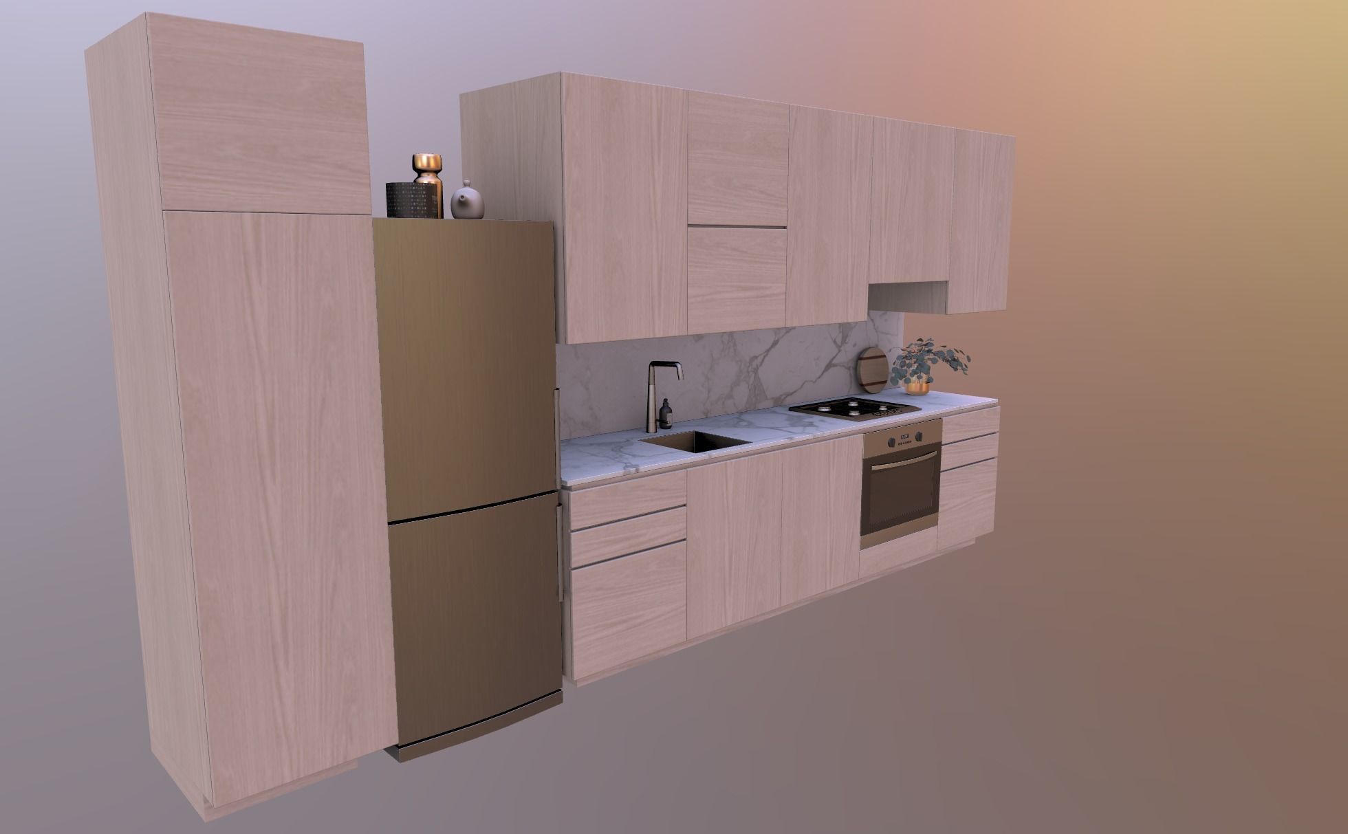 Kitchen A - Simple Apartment Low-poly 3D model_8