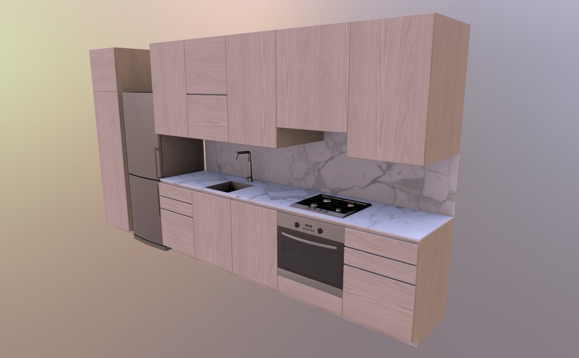 Kitchen A - Simple Apartment Low-poly 3D model_7