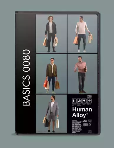 Set of 3D men shopping