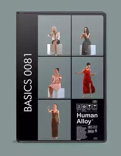 Set of 3D women in a gala and restaurant 3D model