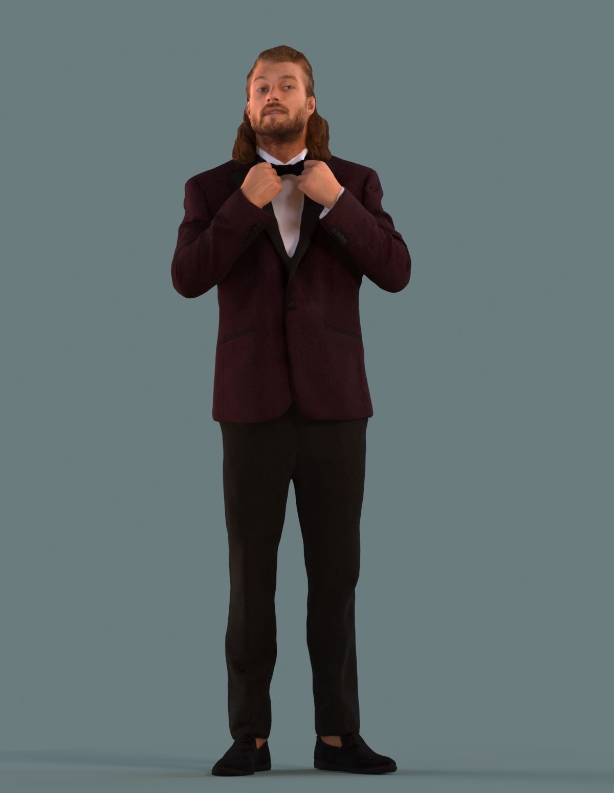 Set of 3D men in a gala and restaurant 3D model_3