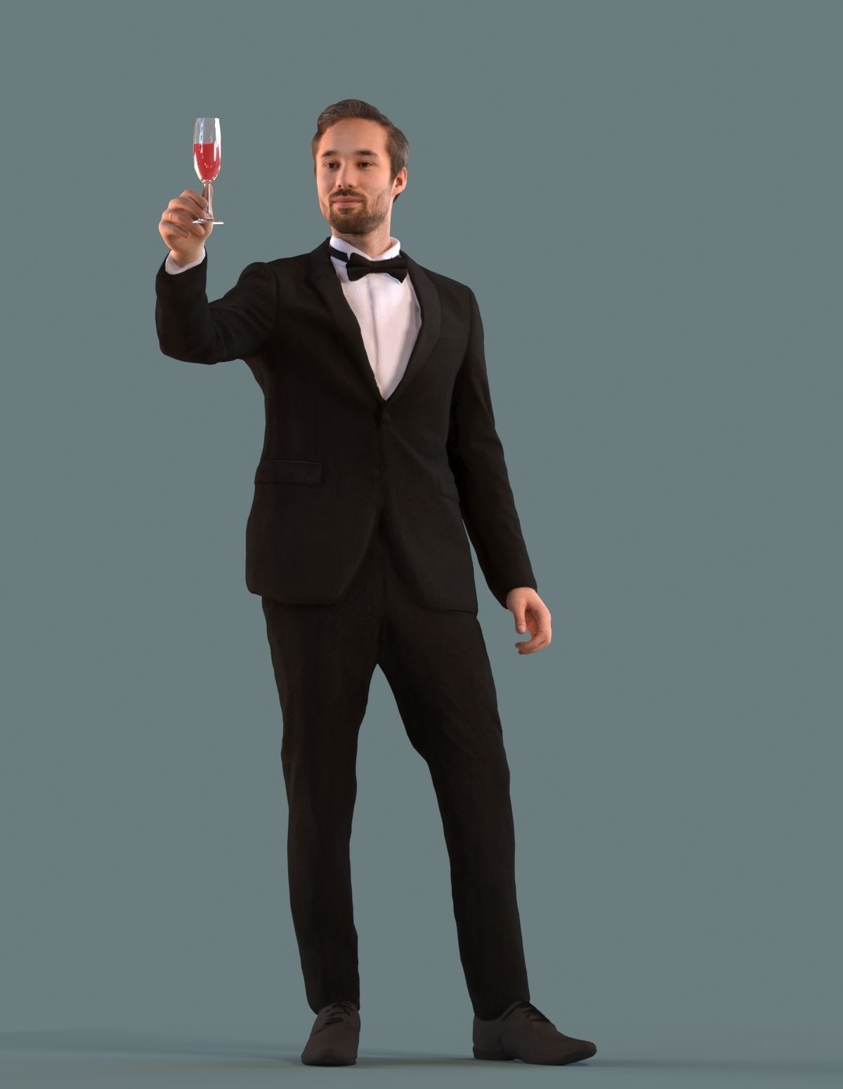 Set of 3D men in a gala and restaurant 3D model_5