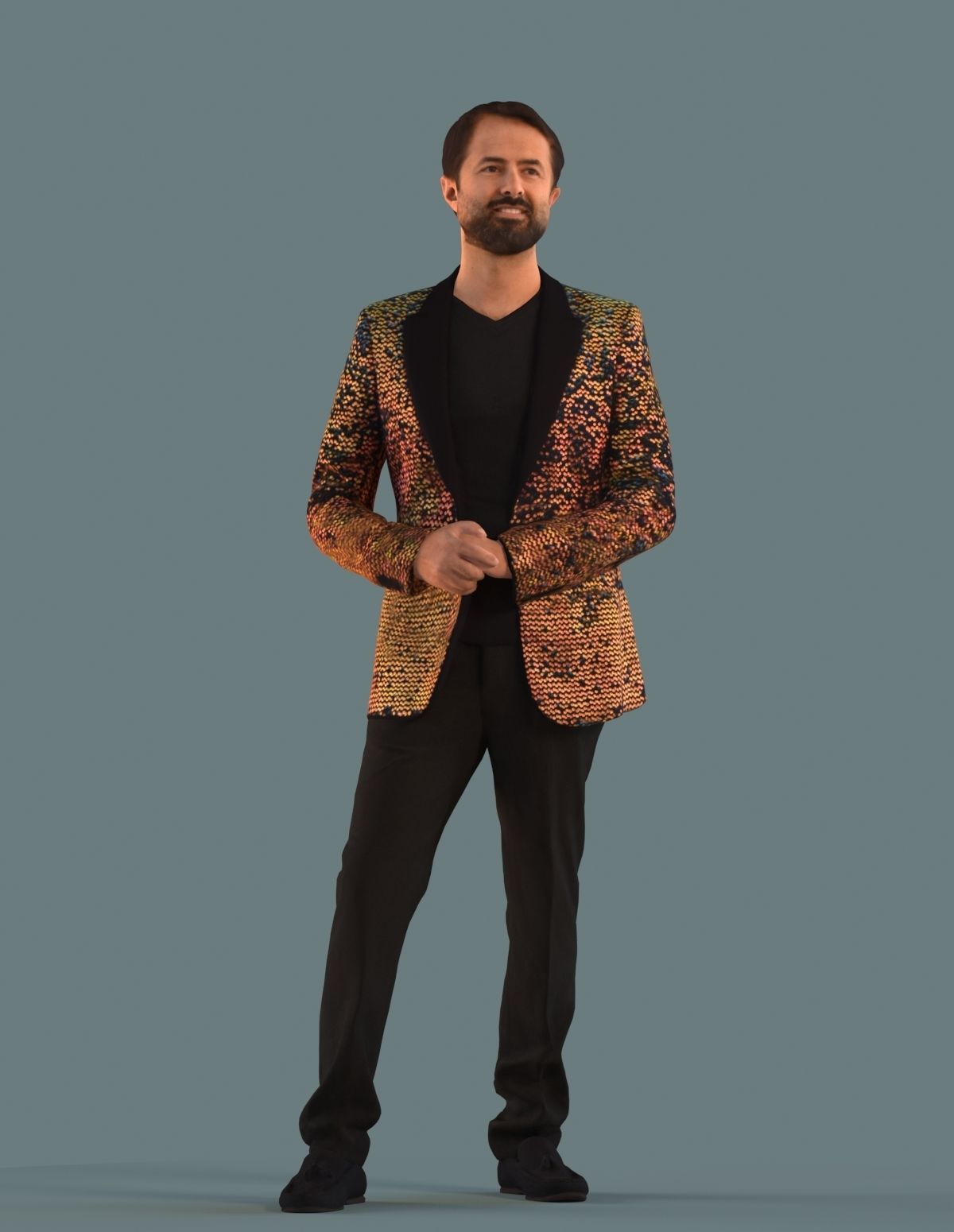Set of 3D men in a gala and restaurant 3D model_6