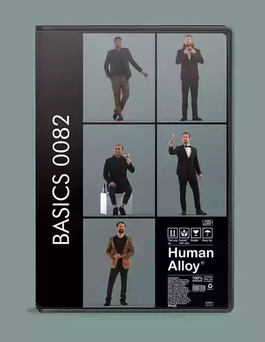Set of 3D men in a gala and restaurant 3D model