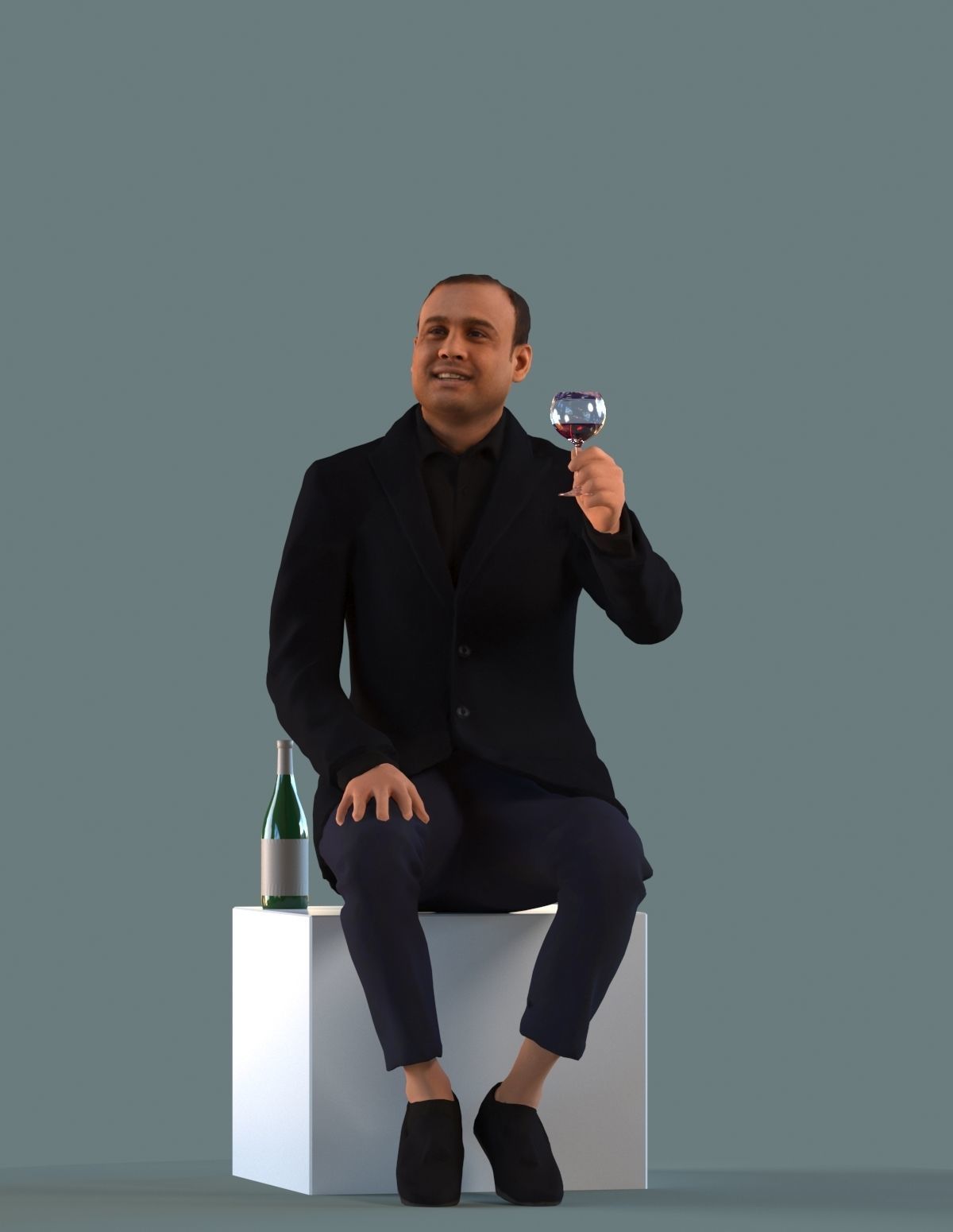 Set of 3D men in a gala and restaurant 3D model_4