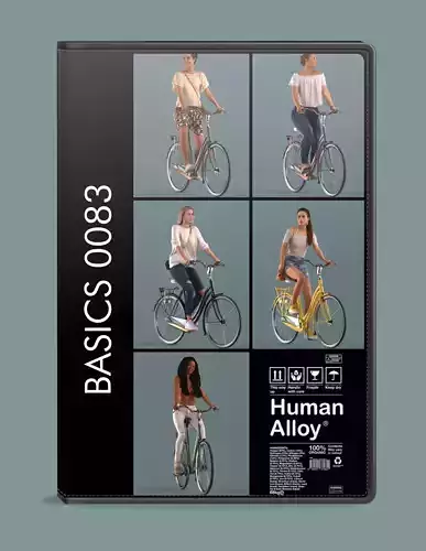 Set of 3D women on a bike 3D model