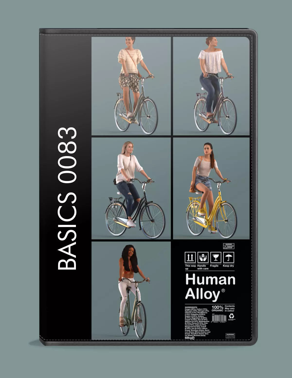 Set of 3D women on a bike 3D model_0
