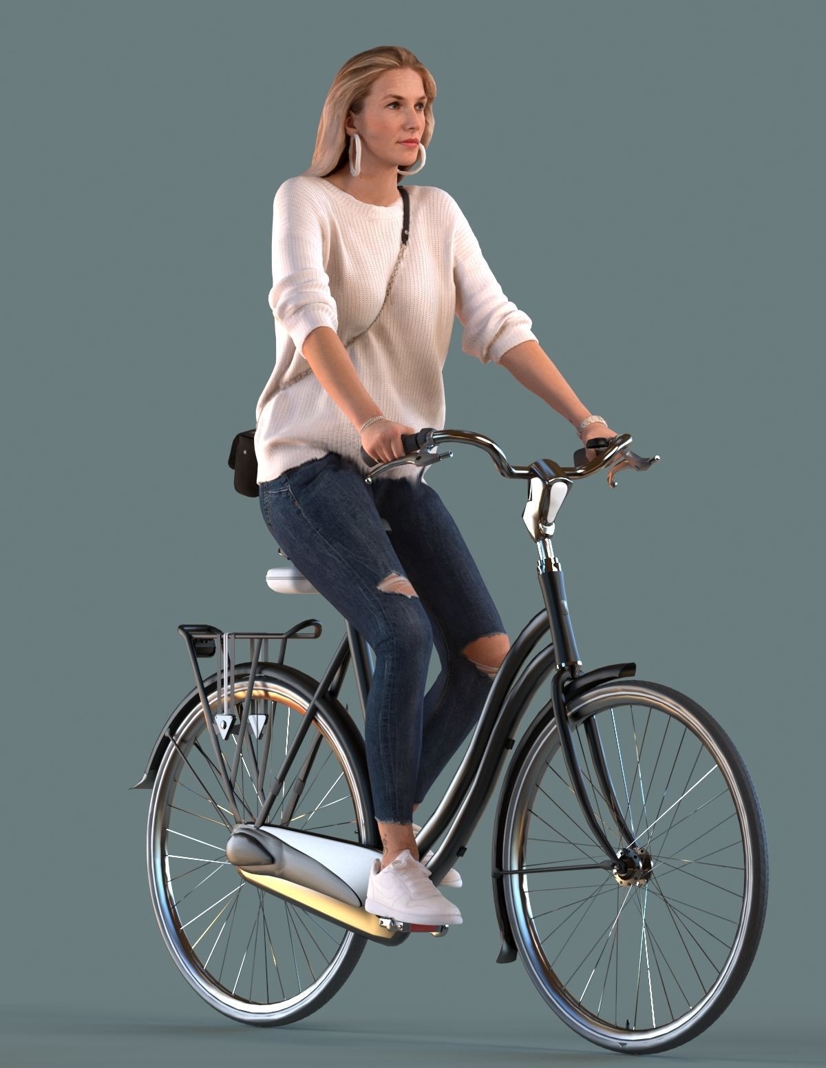 Set of 3D women on a bike 3D model_4