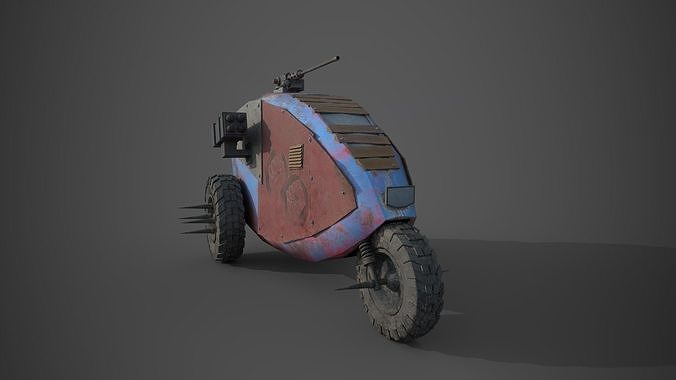 Post apocalyptic electric monster tricycle Low-poly 3D model 3