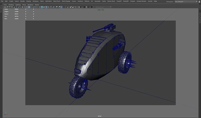 Post apocalyptic electric monster tricycle Low-poly 3D model 7