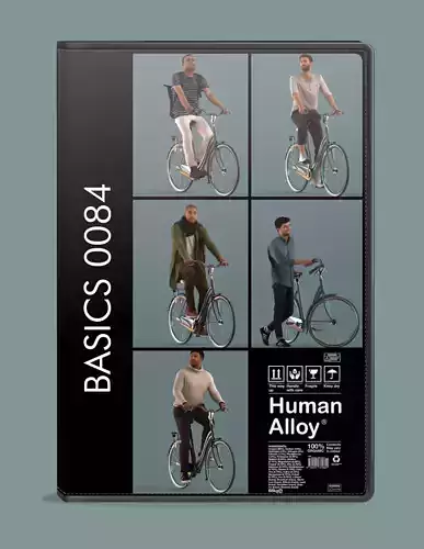 Set of 3D men on a bike 3D model