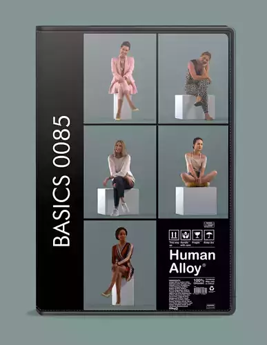 Set of 3D women sitting in various poses 