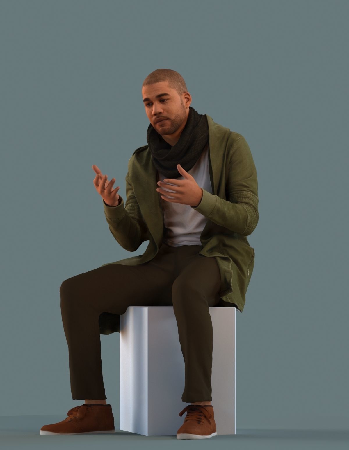 Set of 3D men sitting in various poses 3D model_3