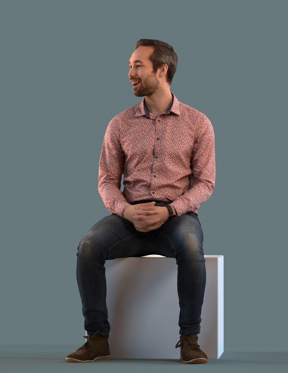 Set of 3D men sitting in various poses 3D model_6