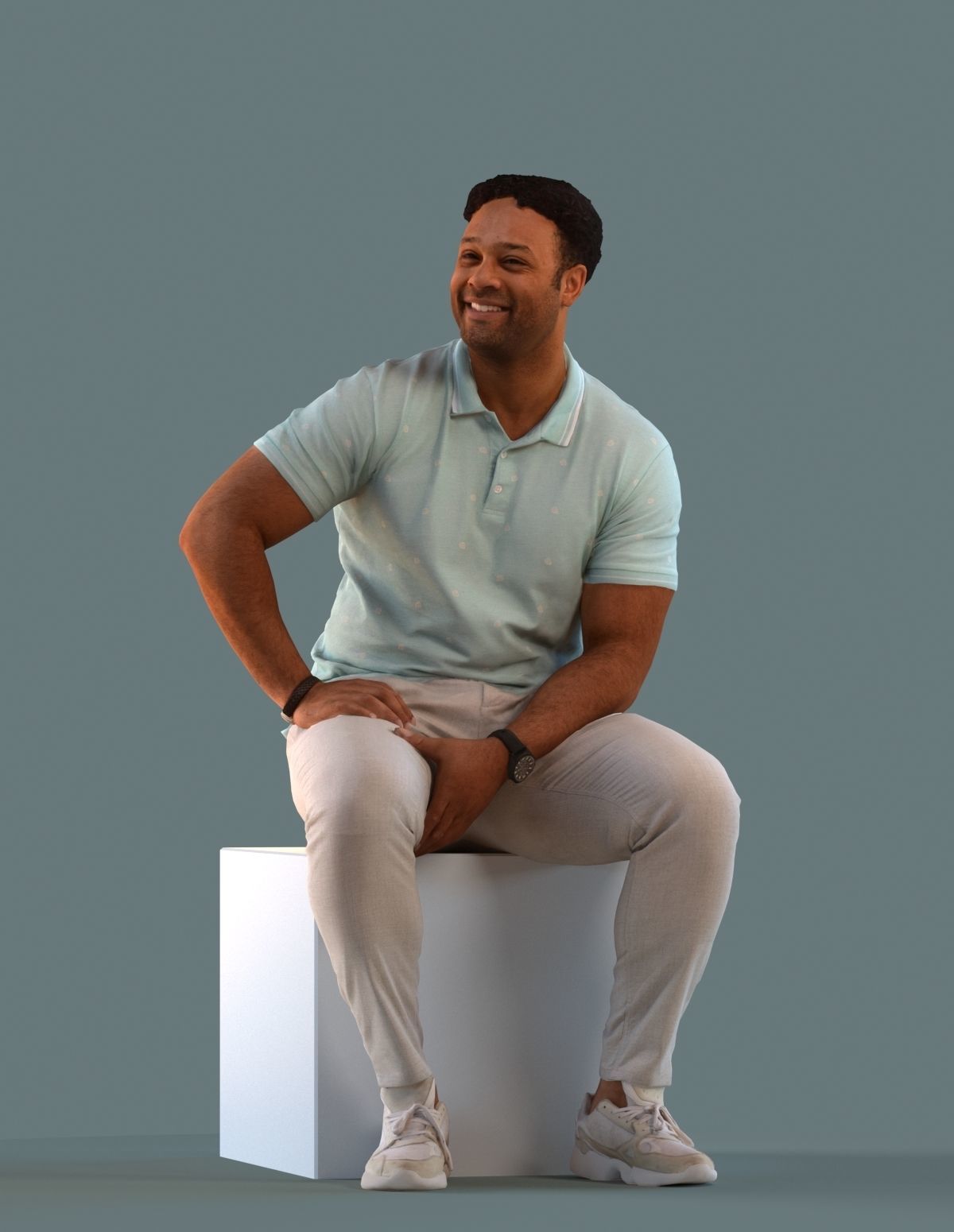 Set of 3D men sitting in various poses 3D model_5