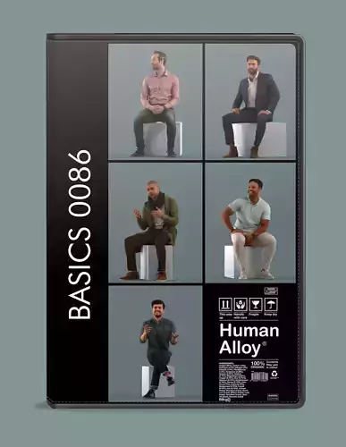 Set of 3D men sitting in various poses  3D model
