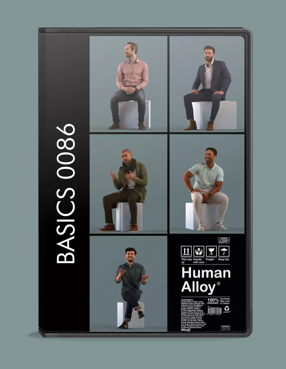 Set of 3D men sitting in various poses 3D model_0
