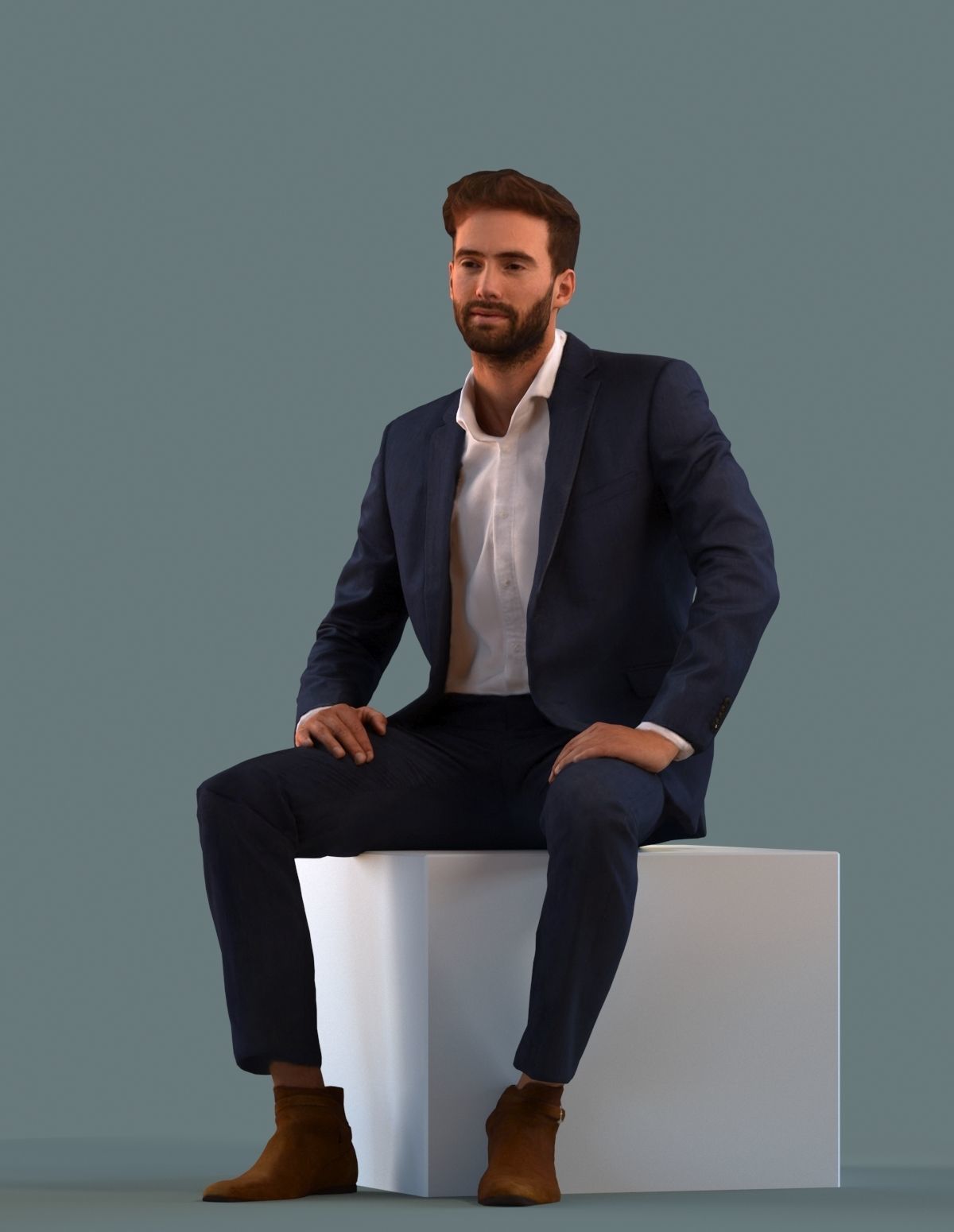 Set of 3D men sitting in various poses 3D model_4