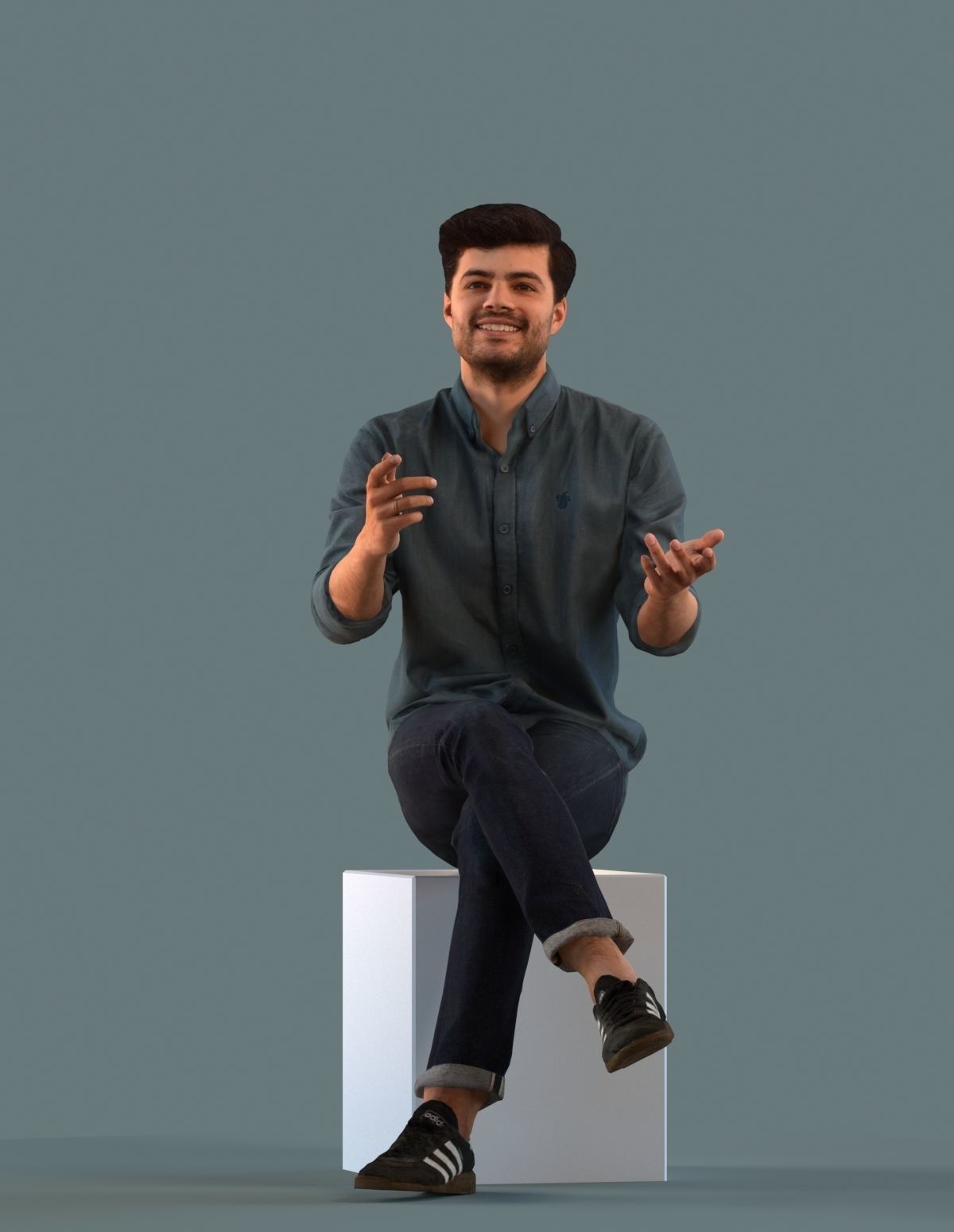 Set of 3D men sitting in various poses 3D model_2