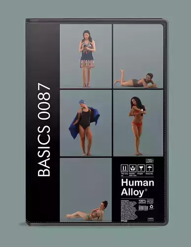 Set of 3D women at the beach - pool - spa 3D model