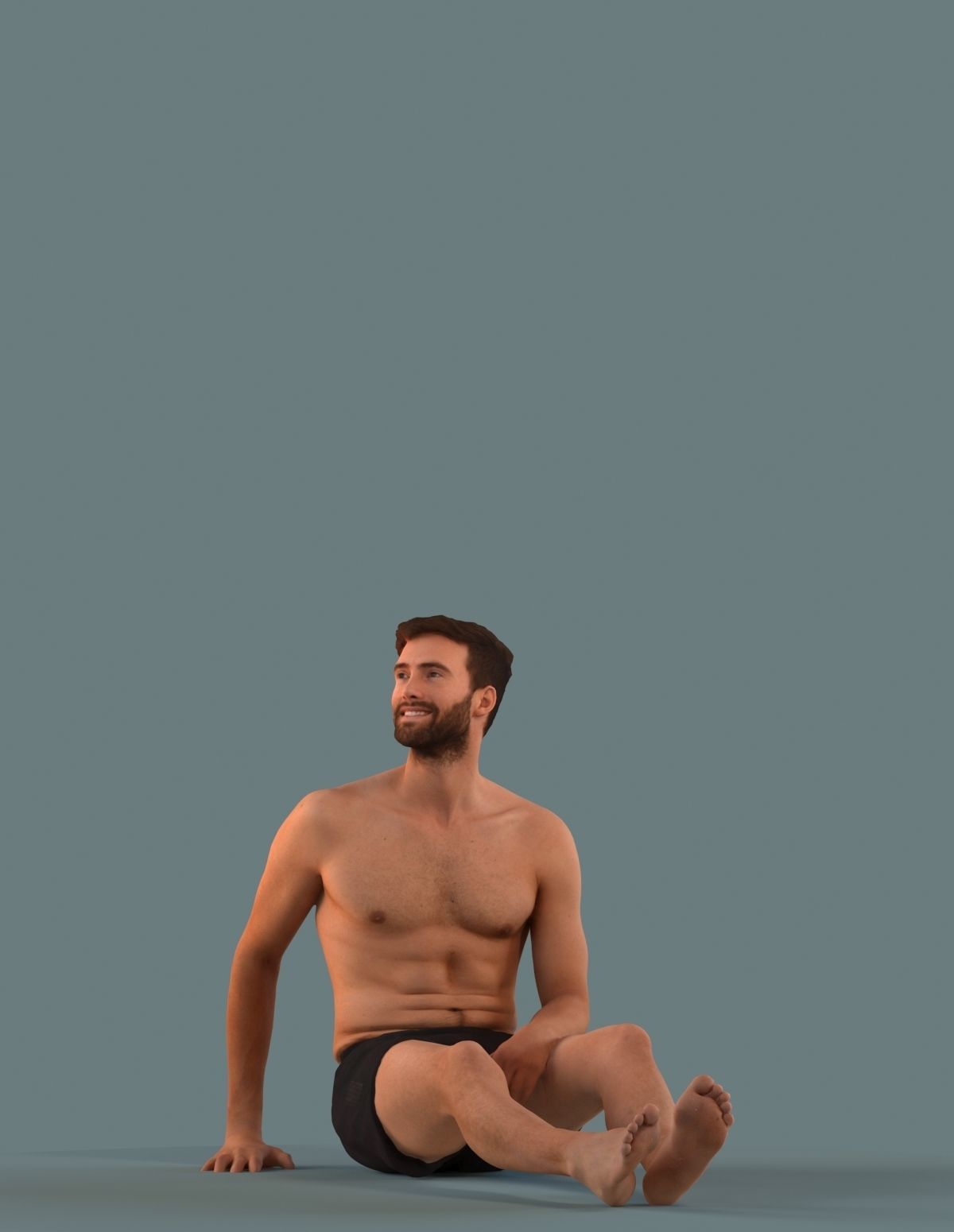 Set of 3D m en at the beach - pool - spa 3D model_3