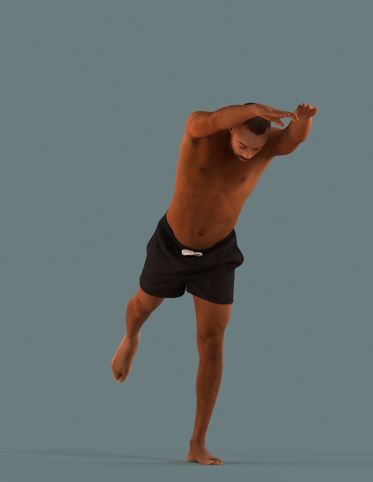 Set of 3D m en at the beach - pool - spa 3D model_2